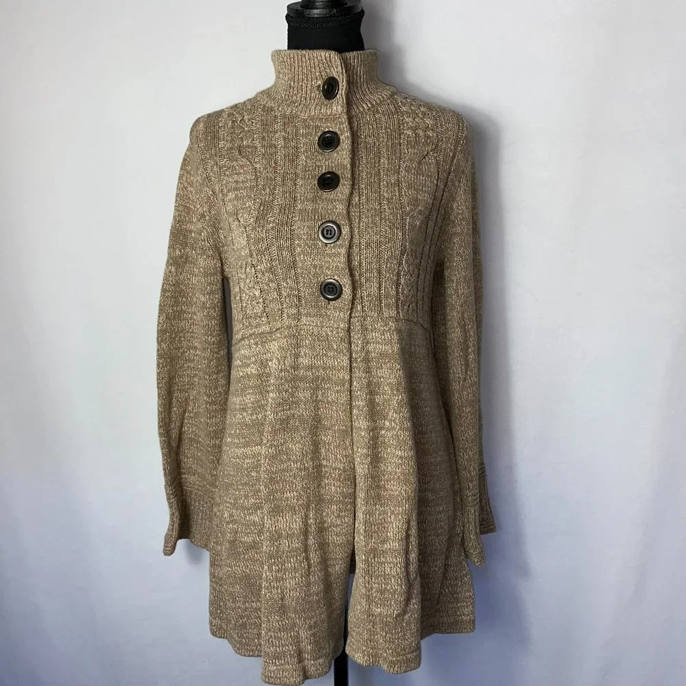 Style & Co Brown Cable Knit Sweater Cardigan Size Small - Picture 7 of 9